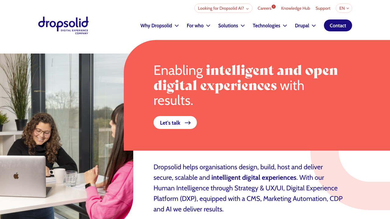 Screenshot of Dropsolid website