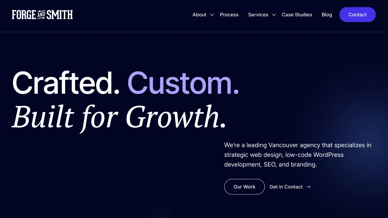 Screenshot of Forge and Smith website