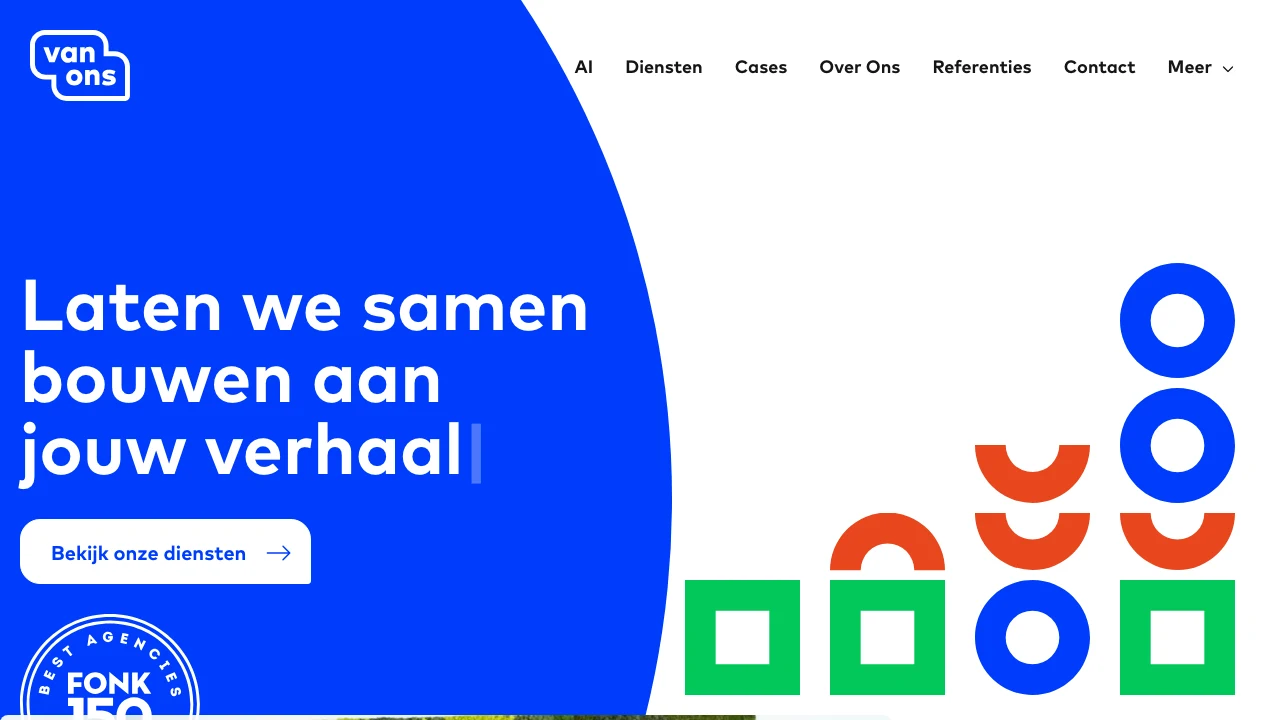 Screenshot of Van Ons website